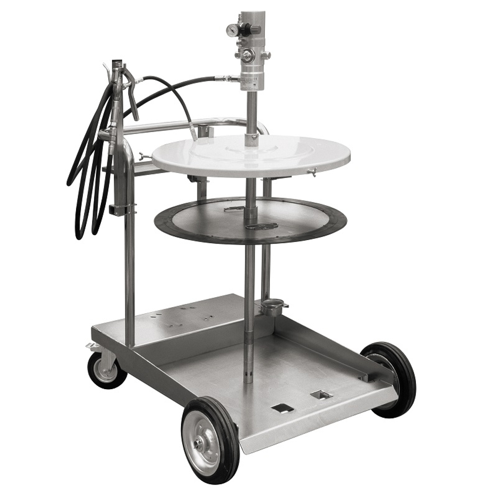 Пневматический солидолонагнетатель 50:1 на усиленной тележке для бочек 180-220 кг., GARTEC (Италия)