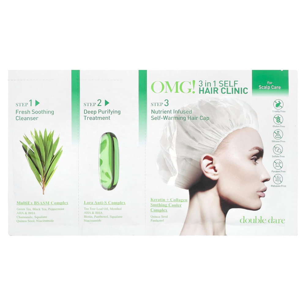 Double Dare, OMG! Клиника для самостоятельного ухода за волосами 3-в-1, для ухода за кожей головы, 3-шаговый набор