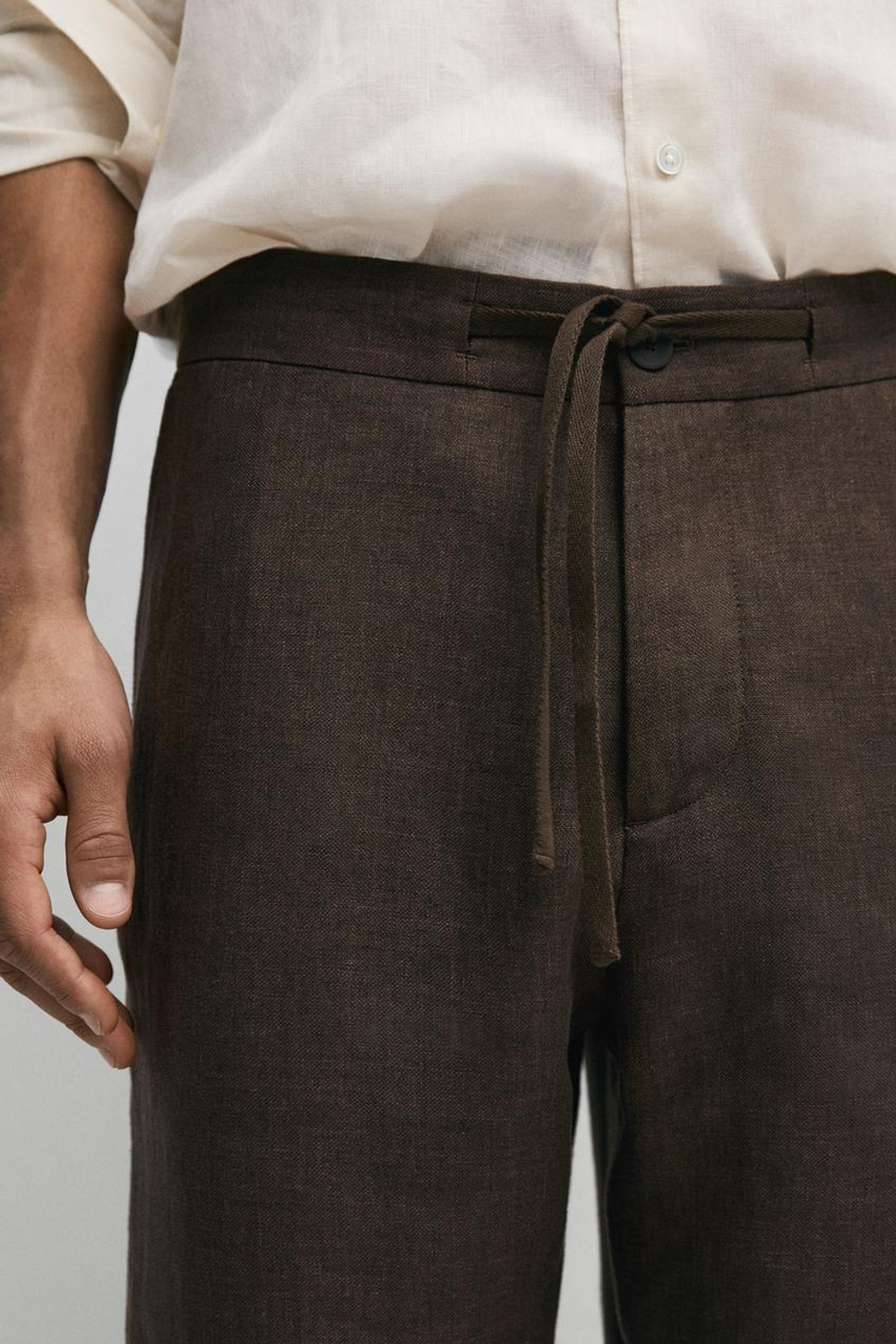 Massimo Dutti Льняные брюки с эффект потертости, охра