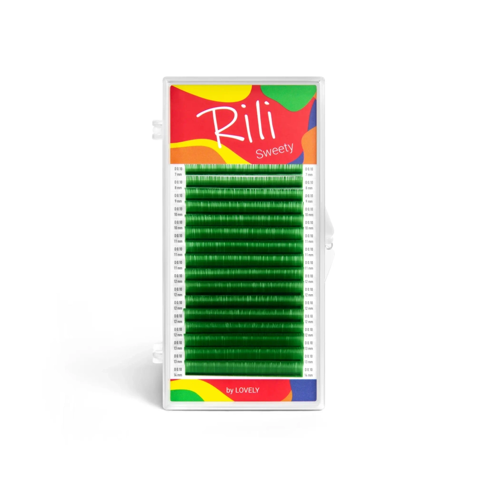 Ресницы цветные Rili Sweety Green MIX 16 линий