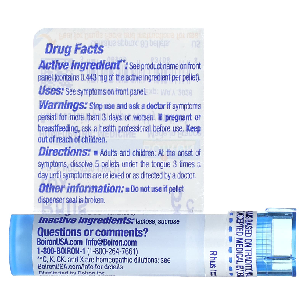 Boiron, Rhus Tox, 6C, обезболивающее, прибл. 80 гранул