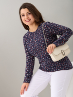 Лонгслив ЛНкл-081/синий-краснаяветочка