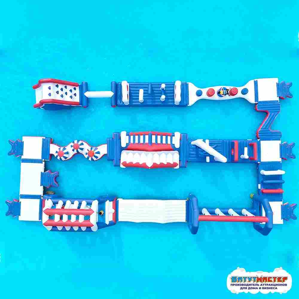 Надувной аквапарк на воде «Морской драйв» 25×12×3 м