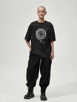 Футболка с принтом "Некому березу заломати". Черно-серая