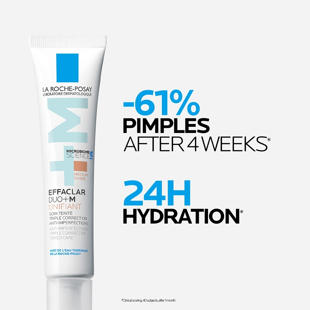 La Roche-Posay Effaclar DUO+M Unifiant - Легкий тональный крем с увлажняющим эффектом, 40 ml