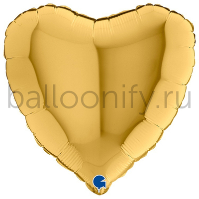 Фольгированная фигура, сердце, 18"/46СМ Металлик Gold 5