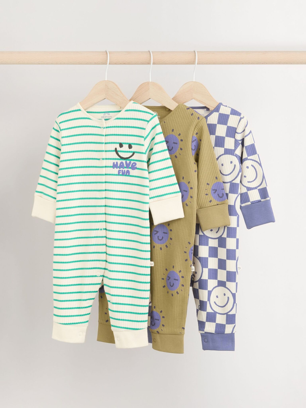 Комбинезон / Cлип для малышей Next B41-214, 3 шт., Фиолетовый, Зеленый