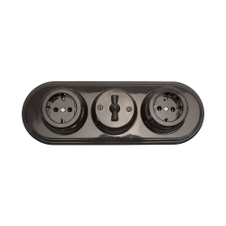 Ретро пластиковая розетка EDISEL Basic коричневая ( 2 шт )