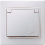 Розетка 1-местная РСбш10-3-КБ с заземлением с защитной шторкой с крышкой 16А КВАРТА белый IEK