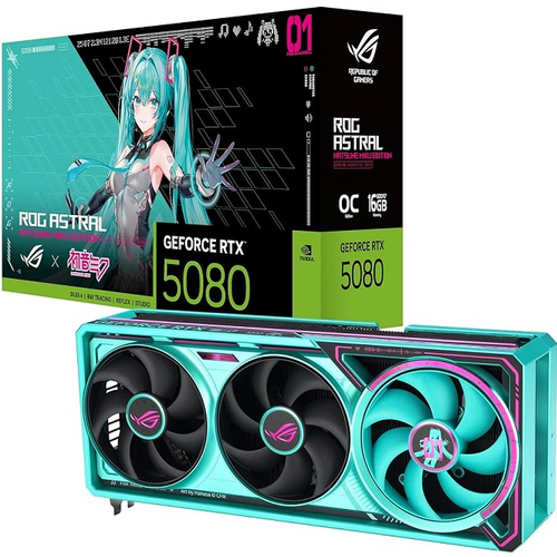 Видеокарта ASUS GeForce RTX 5080 ROG ASTRAL HATSUNE MIKU EDITION WHITE OC 16GB (ROG-ASTRAL-RTX5080-O16G-MIKU-W)