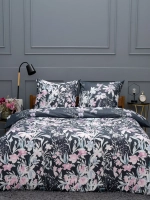 Постельное белье 2,0 креп Павлина Жанет Луговые цветы на черном