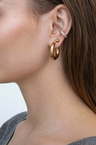 Серьги-кольца объёмные 16 мм /gold tone/