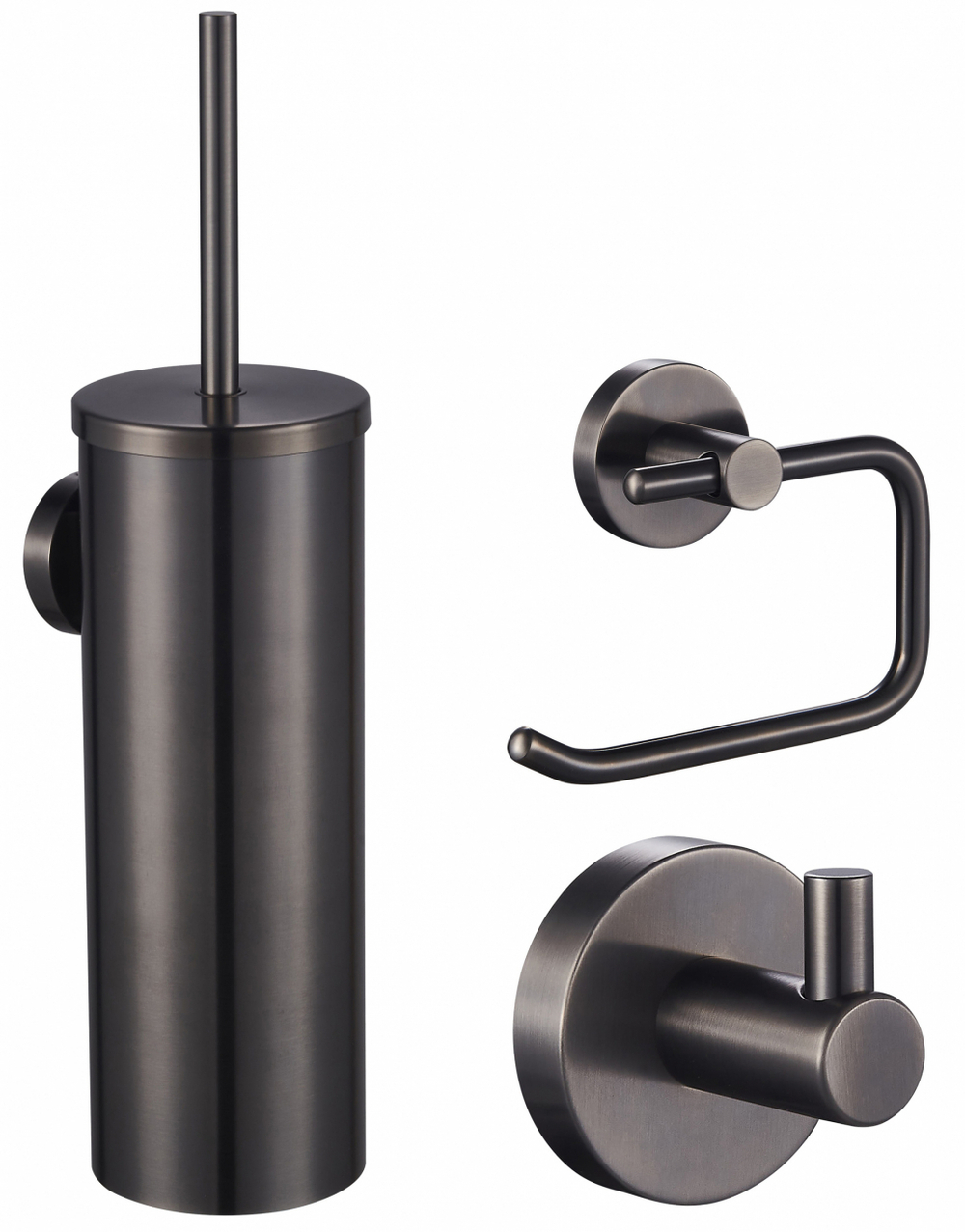 Набор аксессуаров из 3 предметов (крючок, держатель для бумаги, ершик) WONZON & WOGHAND, Темный графит (WW-8100-GM)