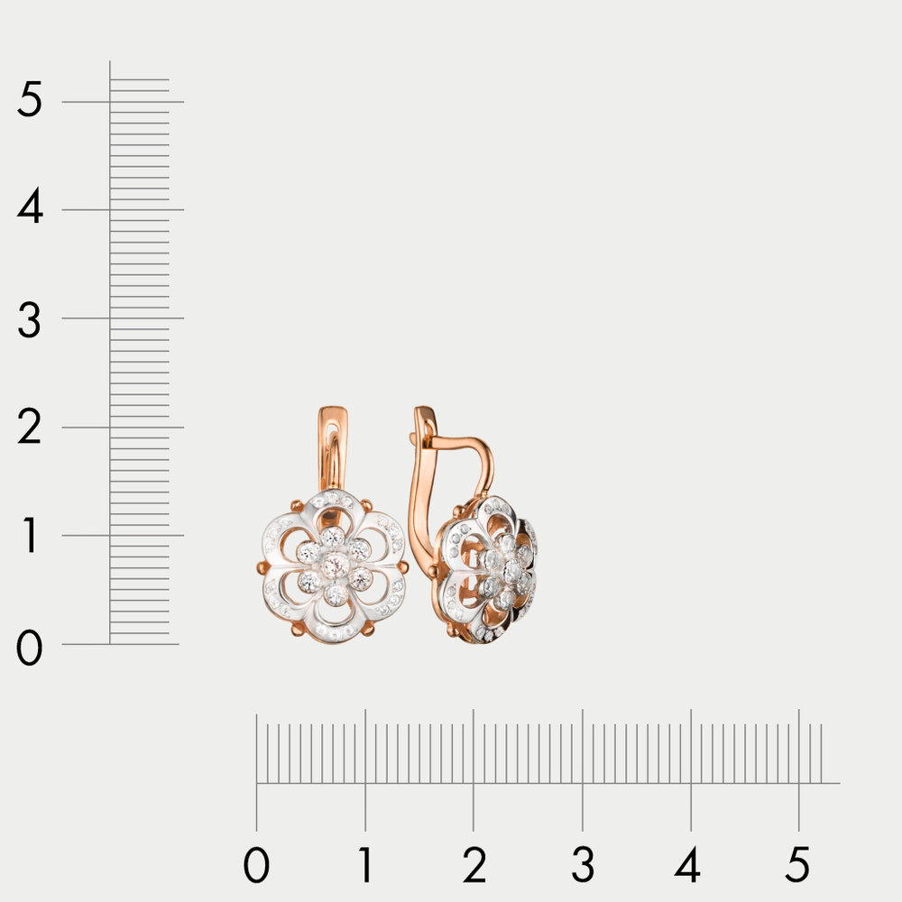 Серьги женские из розового золота 585 пробы с фианитами (арт. С 44-010)