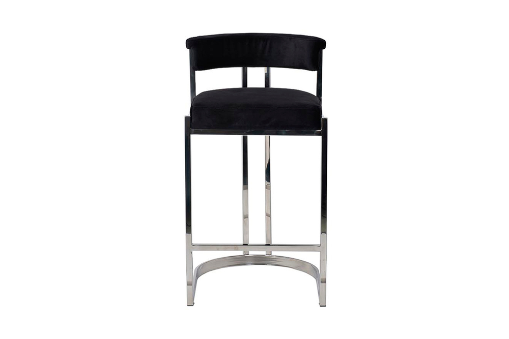 Стул Garda Decor барный, велюр черный, хром 49*55*85 см