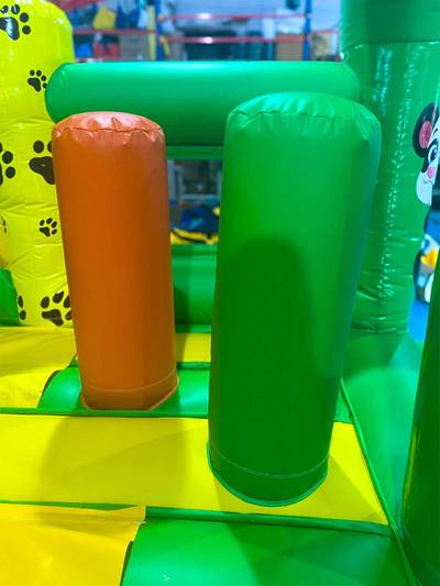 Коммерческий надувной батут «Панды в джунглях», 6×3,5×3,5 м, с горкой