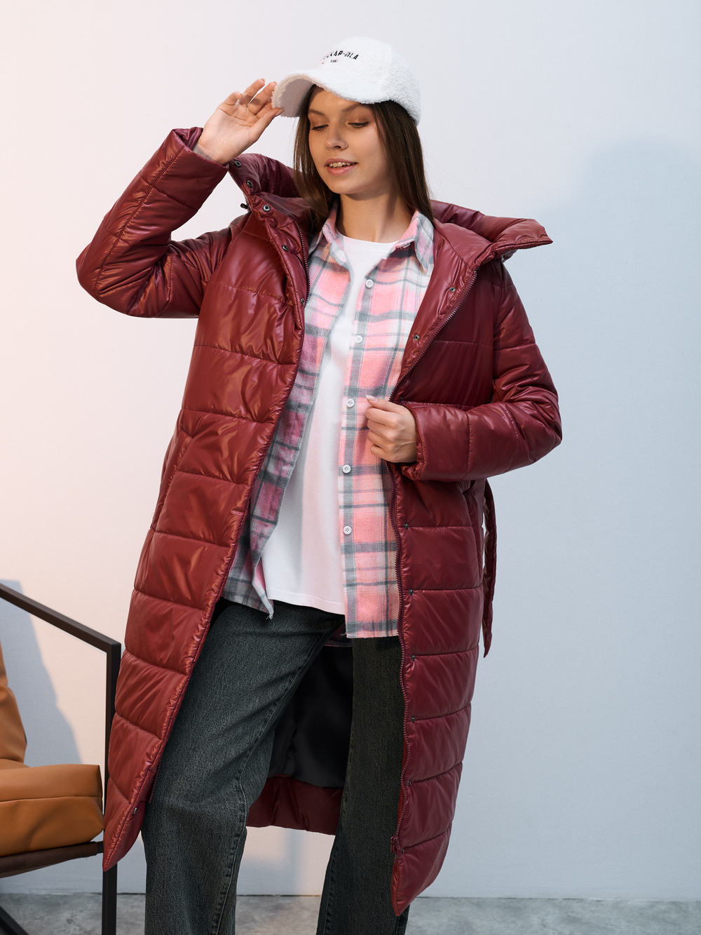 Пальто  демисезонное "Анель" бордо