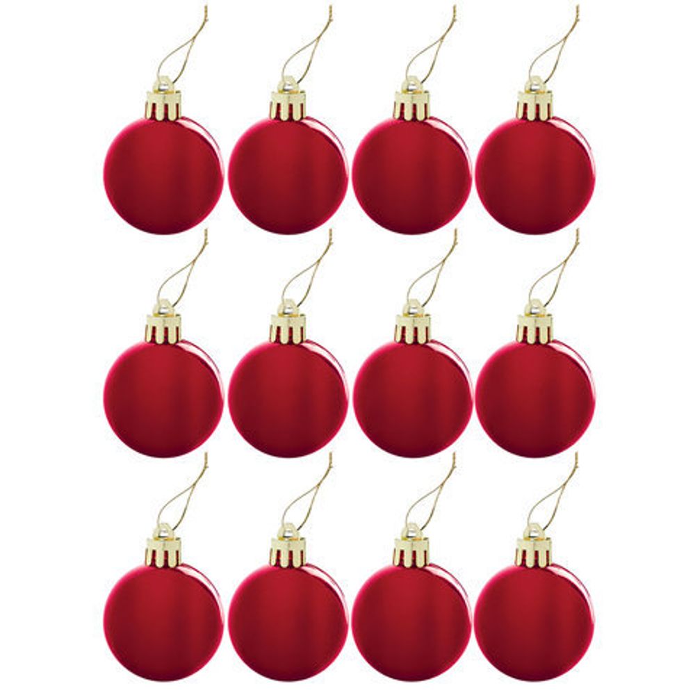 Шары елочные ЗОЛОТАЯ СКАЗКА, НАБОР, 12 шт., пластик, 4 см, КРАСНЫЕ, глянец, подвес, 591123