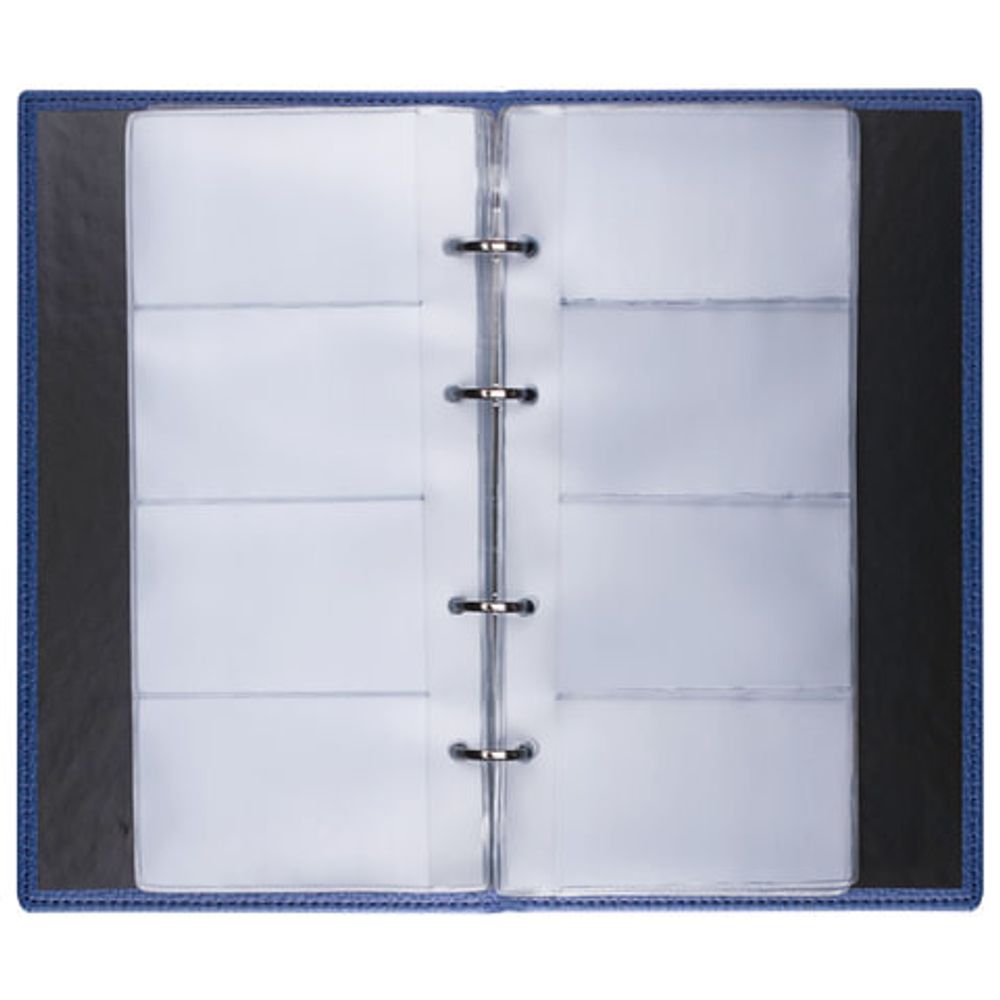 Визитница на кольцах BRAUBERG "Favorite", на 240 визиток, под фактурную кожу, темно-синяя, 231664