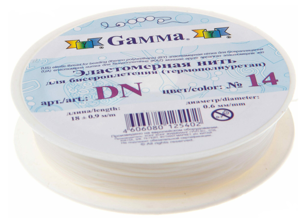 "Zlatka" / "Gamma" Эластомерная нить (термополиуретан), цв.белый, d 0.6мм, 18 м