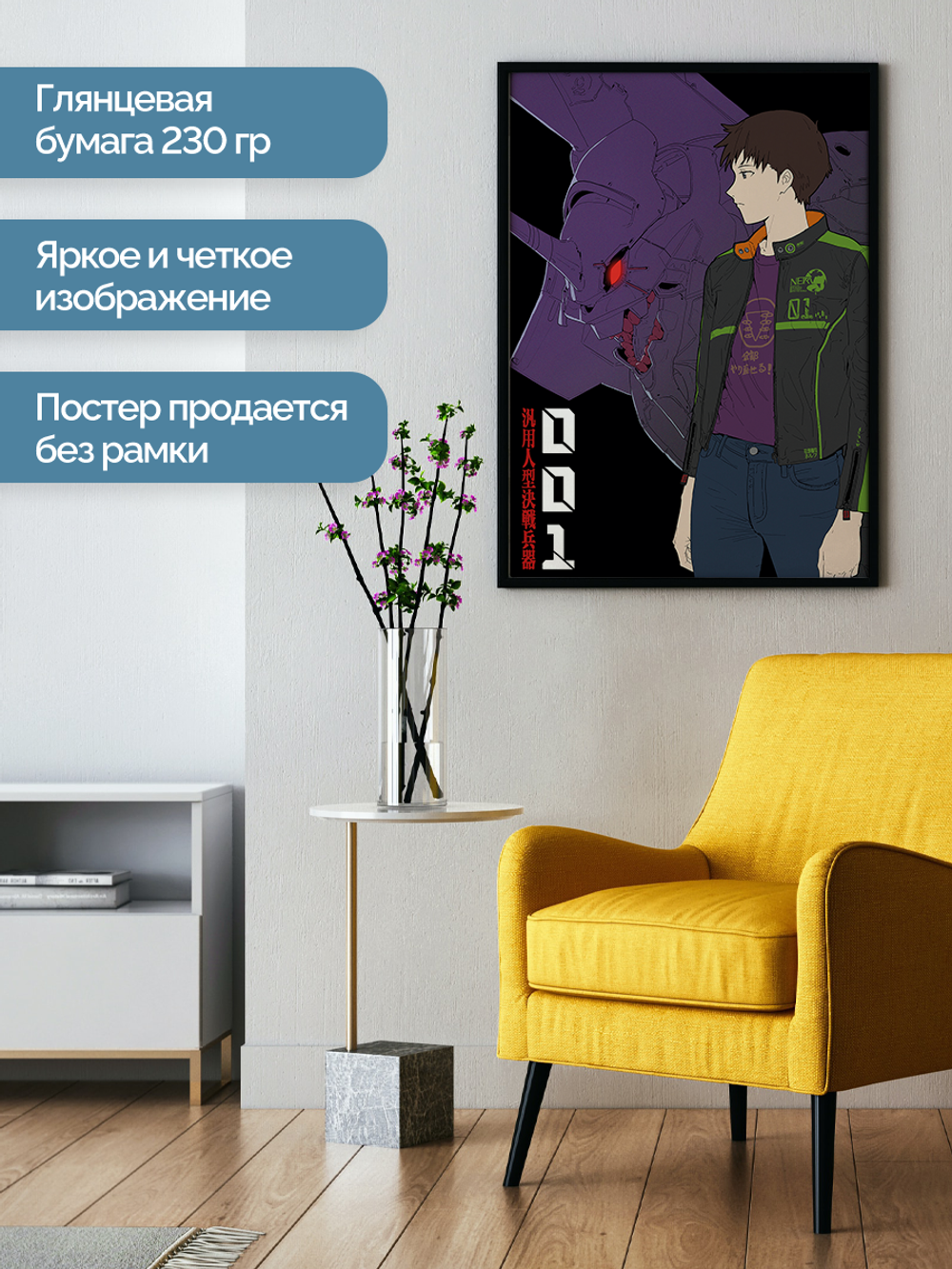 Постер плакат Синдзи Evangelion Евангелион