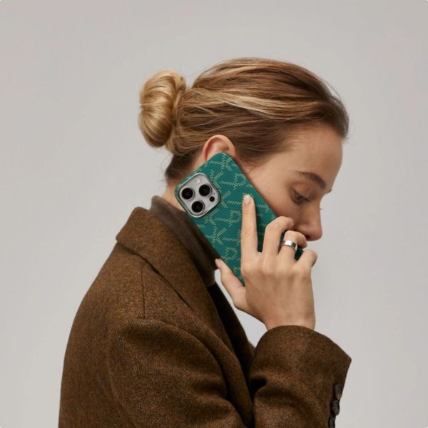 Чехол Pitaka Tactile Woven для iPhone 16 Pro Max, Зеленый монограм |Monogram Gold/Green