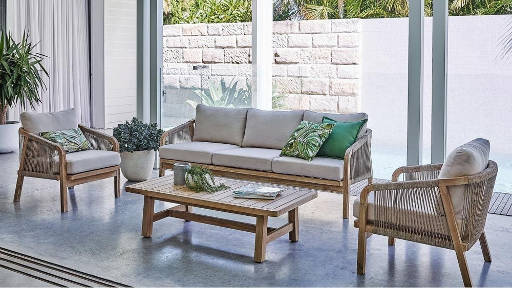 Кресло деревянное с подушками Tagliamento Ravona KD, натуральный, бежевый