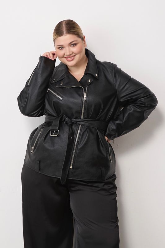 Куртка-косуха из экокожи, черный