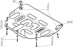 Защита картера двигателя, КПП. 2 мм, Сталь для KGM Tivoli 2023-н.в., Motodor.72803