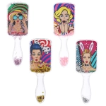 Расческа массажная прямоугольная «Коллекция ИМАНИ - ЭКЛАТ», микс 4 дизайна, 23*8,5см (PVC подвес)