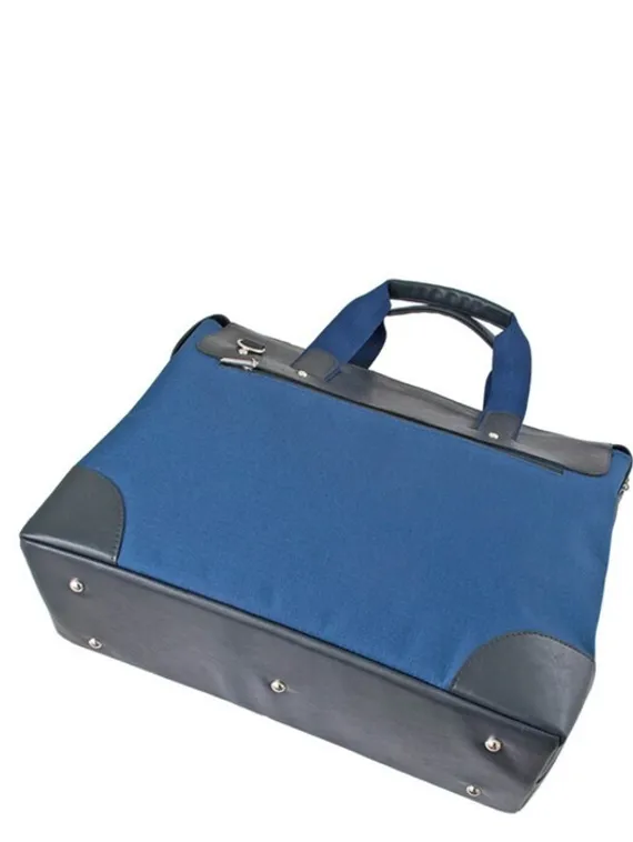 В2601 Сумка деловая, отдел на молнии, цвет черный/синий 34х42х16см