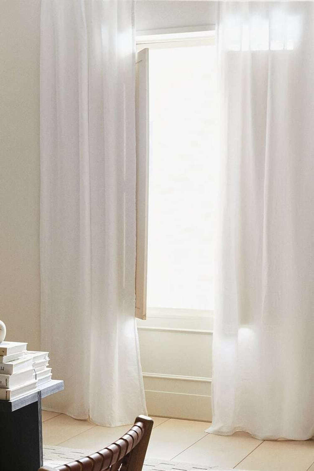 ZARA HOME ШТОРА ИЗ ПОСТИРАННОГО ЛЬНА, БЕЛЫЙ