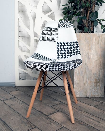 Стул DSW пэчворк черно-белый