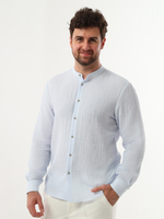 Сорочка мужская ZEER воротник стойка, спинка с защипами по центру, длинный рукав, хлопок, пэ 56041 07