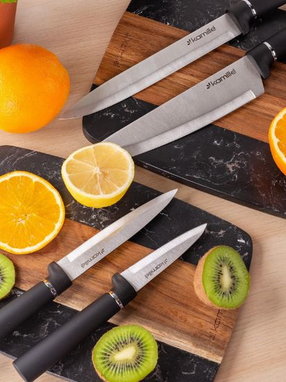 Набор ножей 6 предметов Kamille KM 7620 из нержавеющей стали с подставкой