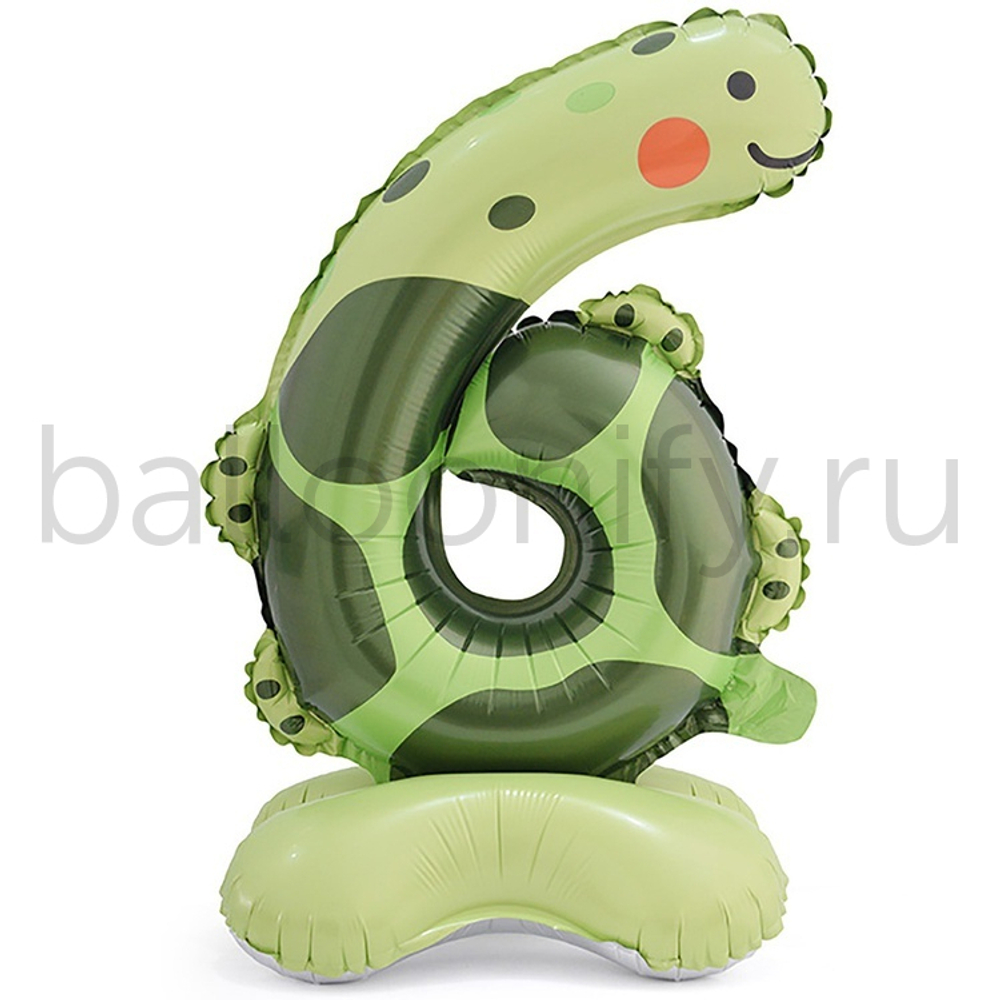 Шар ЦИФРА 6 Зоопарк Черепаха на подставке 22" 58 см