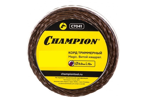 ЗИП Корд триммер (леска) 3,0мм, 12м Champion витой квадрат