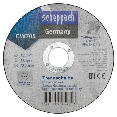 Круг отрезной по металлу 125х1,0х22,2мм Scheppach Sch-CW705