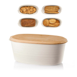 Хлебница с бамбуковой крышкой tierra, 31,5х16,4х12,9 см, серо-бежевая