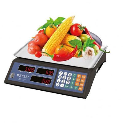 Весы торговые электронные KELLI KL-1501 ЧЕРНЫЙ до 35кг/5г, LED дисплей, экономрежим, суммирование покупок