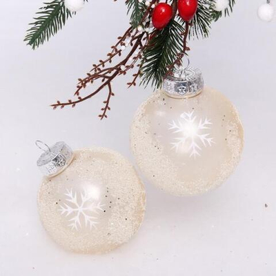 Набор украшений SHINE "Snow Sand" 8 см (2 шт.), light champagne (Серпантин)