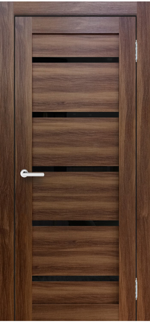 Межкомнатная дверь X-3 / Цвет Орех / Остекление "Лакобель черное" / Двери Верда