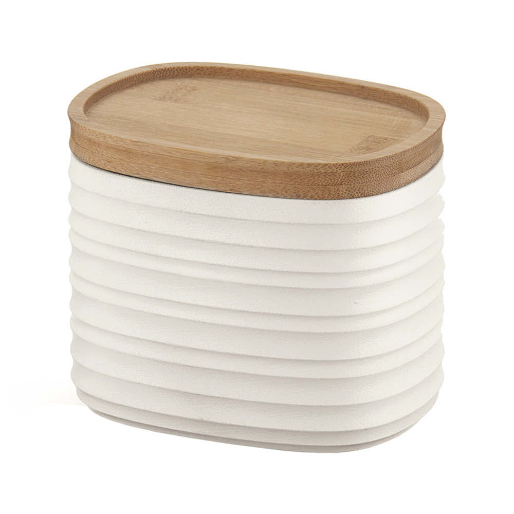Банка для хранения с бамбуковой крышкой tierra, 500 мл, молочно-белая