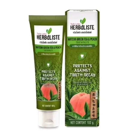 Зубная паста зеленый чай и персик TWIN LOTUS Herbaliste Matcha Green Tea & Peach Toothpaste, ТМ Twin Lotus