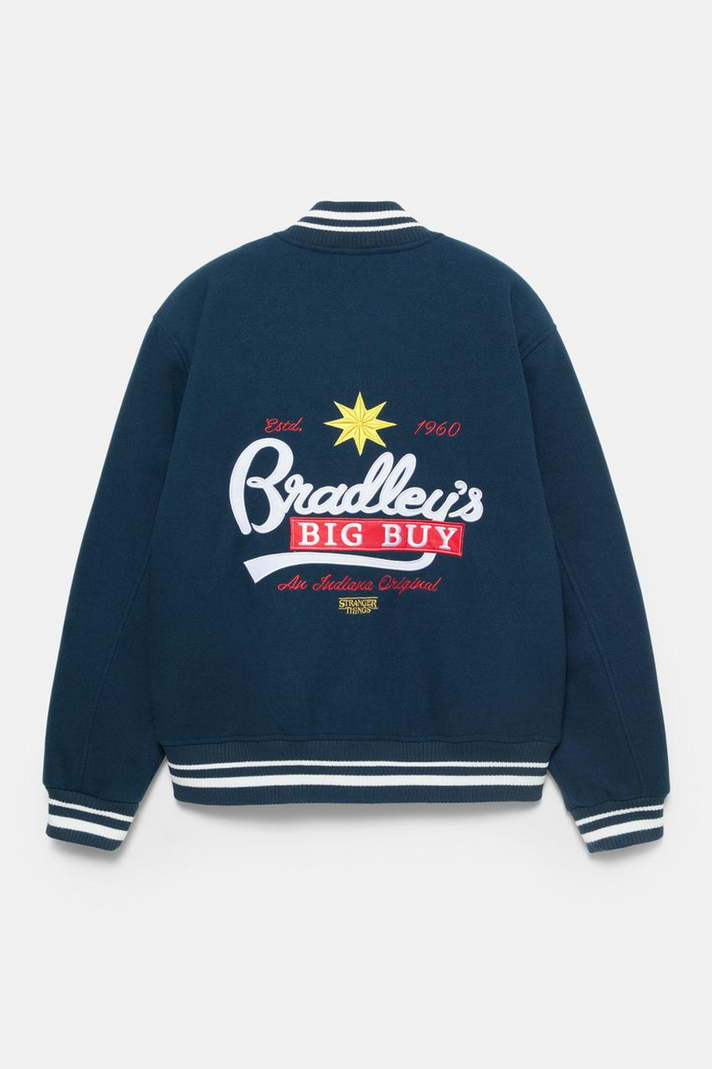 PULL&BEAR Куртка-бомбер "Stranger Things", синий