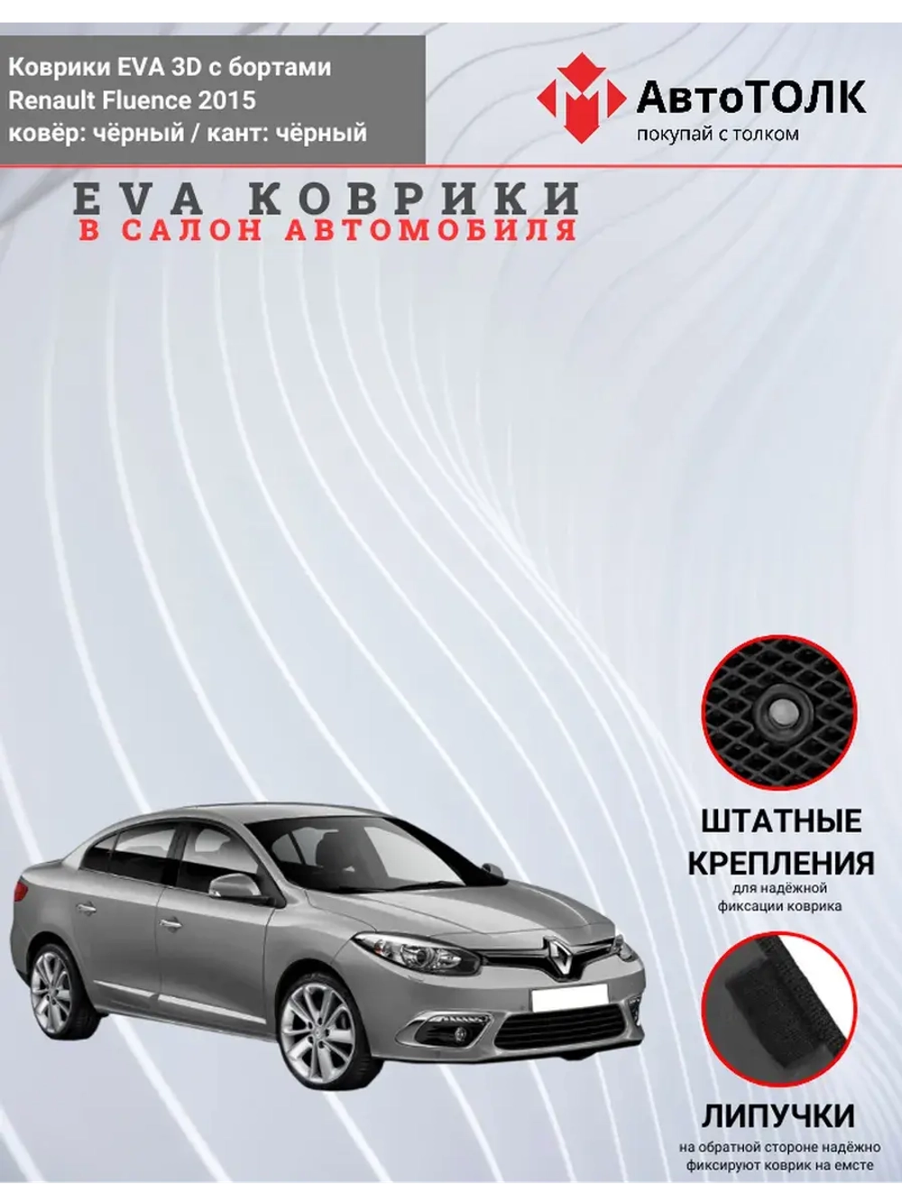EVA коврики с бортами для автомобиля. Renault Fluence 2015