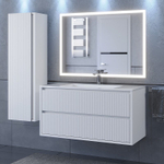 Тумба с раковиной Uperwood Next Premium подвесная, 100 см, белая, 2 ящика
