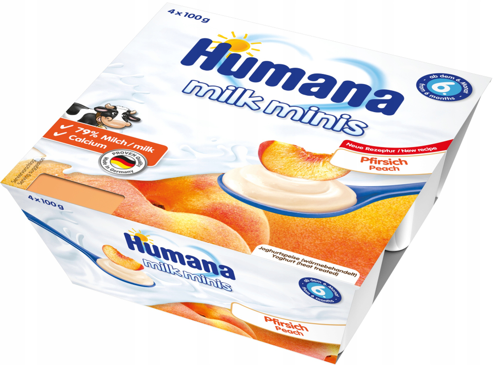 Десерт Humana молочный с персиком 100г*4шт с 6 месяцев