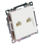 Розетка компьютерная 2-местная RJ-45 (механизм) STEKKER GLS00-7109-01 , серия Катрин, белый 50003