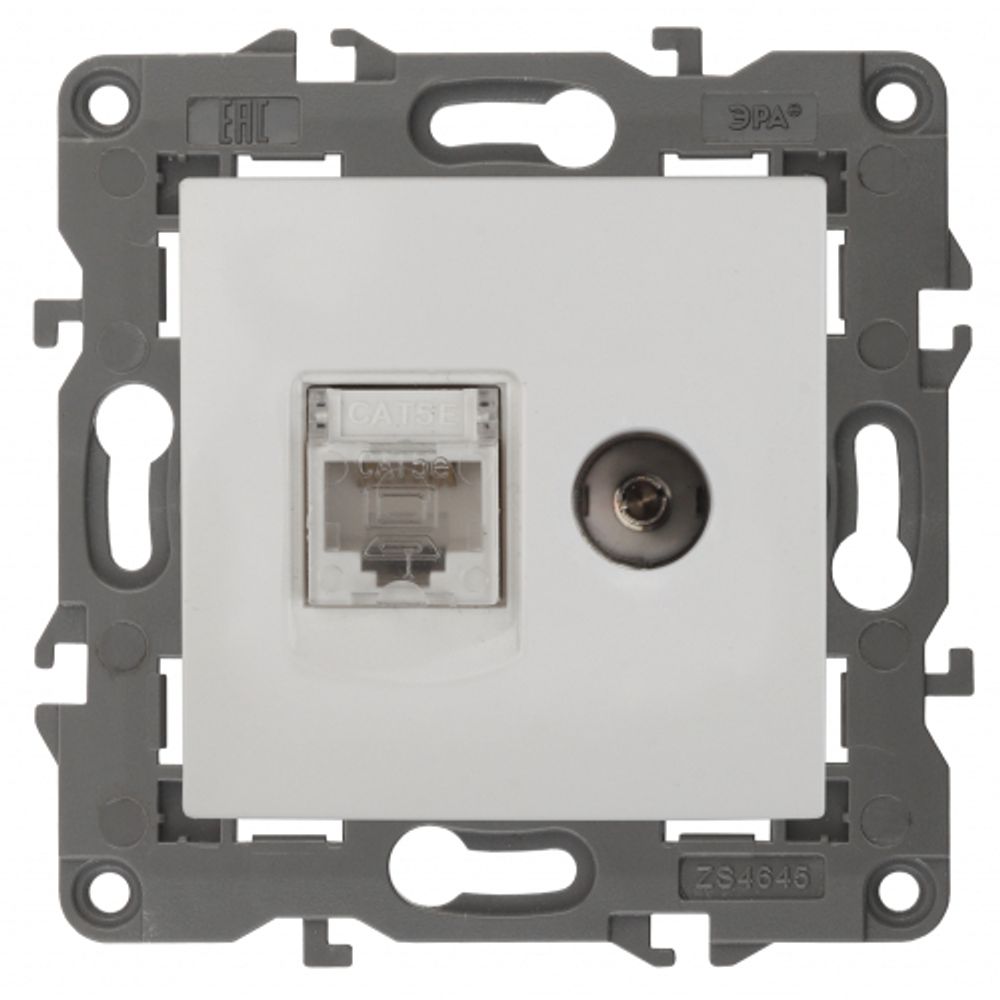 14-3110-01 ЭРА Розетка RJ45+TV, IP20, белый